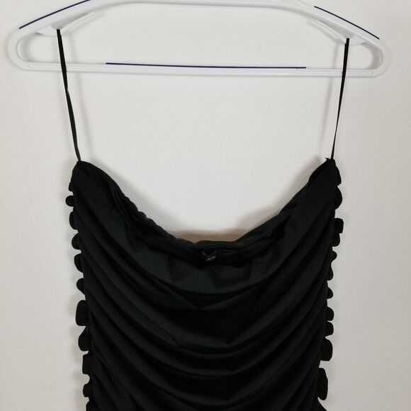 AFRM Women Hazel Ruched Bodycon Midi Dress Size XL Black Party Sleeveless - Picture 3 of 7